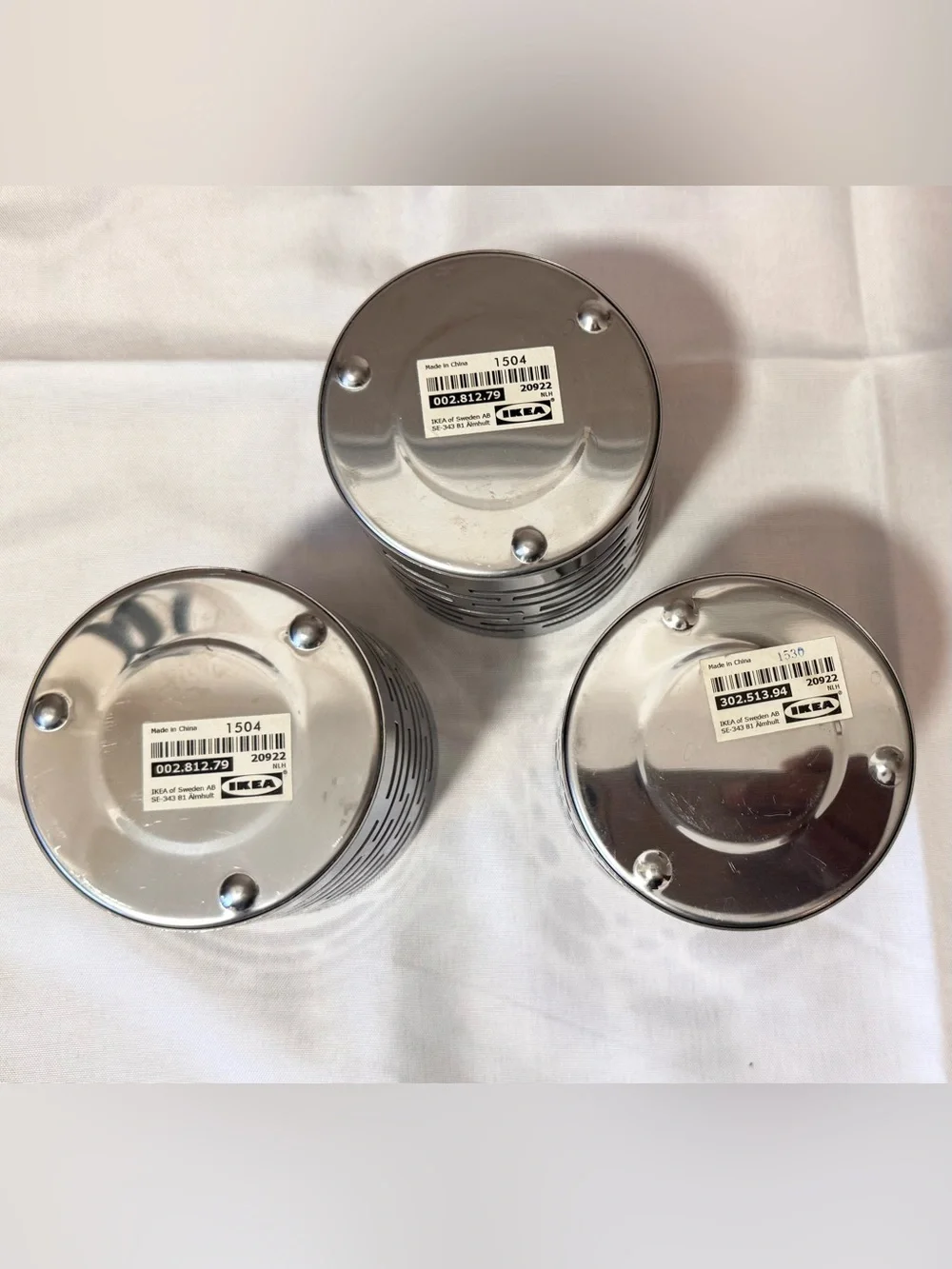 IKEA Stainless Steel Silver Decorative Votive Candle Holders - Set of 3